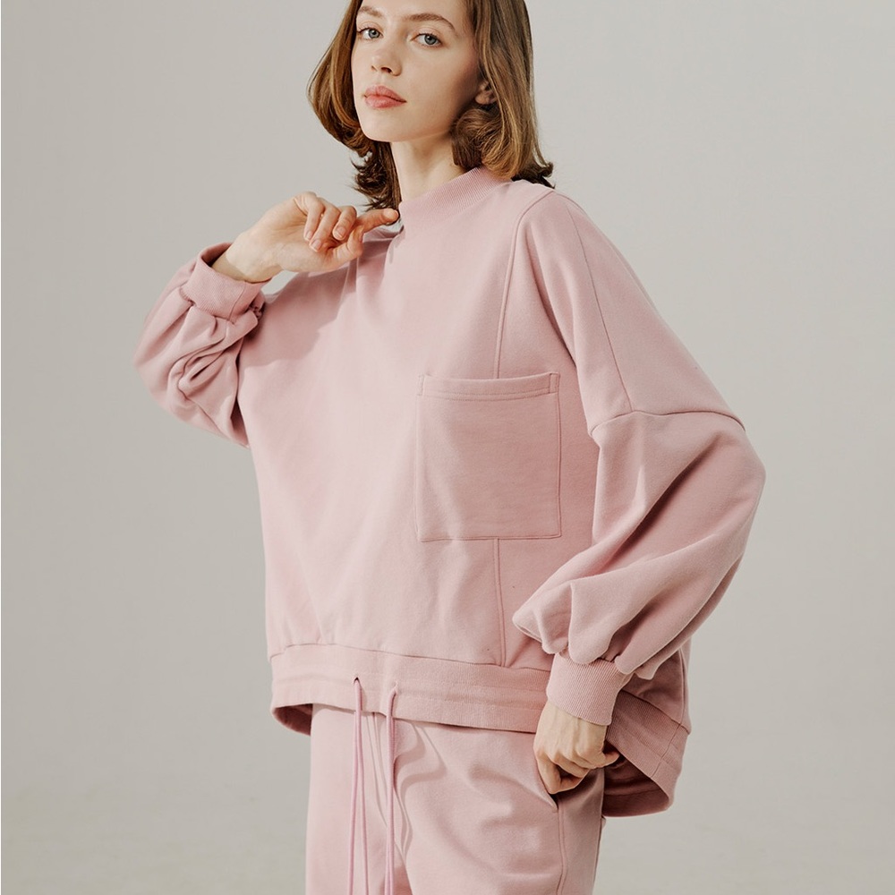 nap Drawstring Hem Cotton Sweatshirt - Picture 2 of 8
